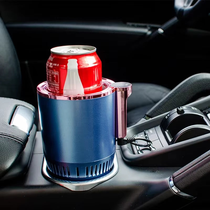 Car Cup Cooler Coffee Warmer, 12V Smart Car Cup Mug Holder Mini Refrigerator Travel Beverage Cooler Electric Cooling Cup