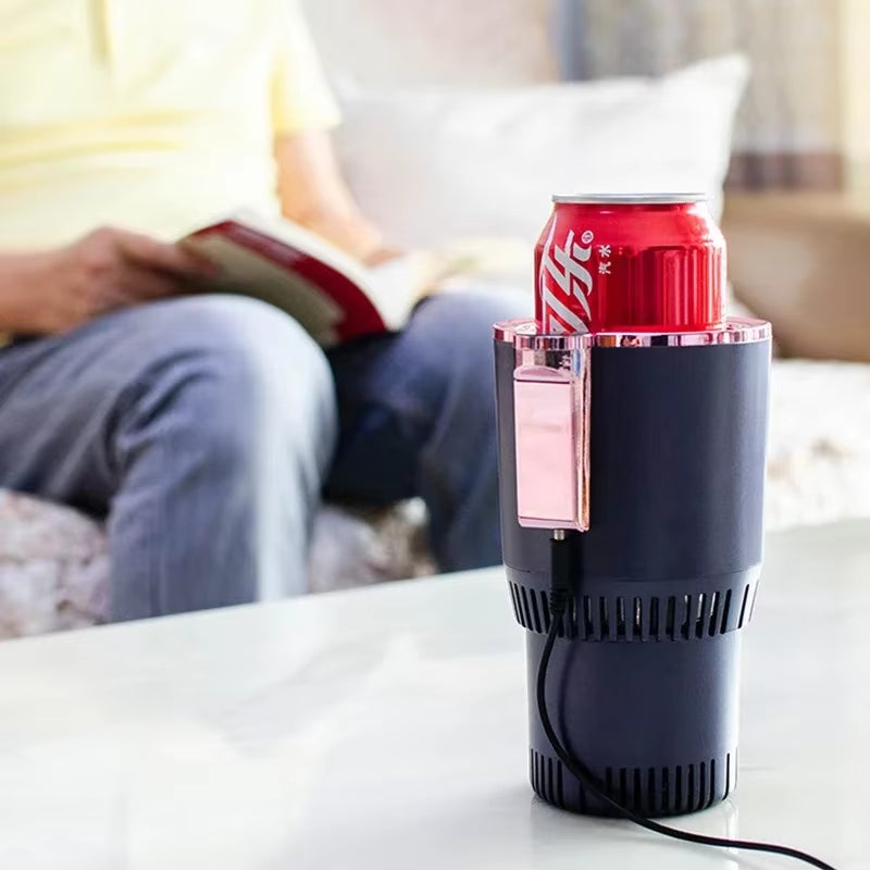 Car Cup Cooler Coffee Warmer, 12V Smart Car Cup Mug Holder Mini Refrigerator Travel Beverage Cooler Electric Cooling Cup